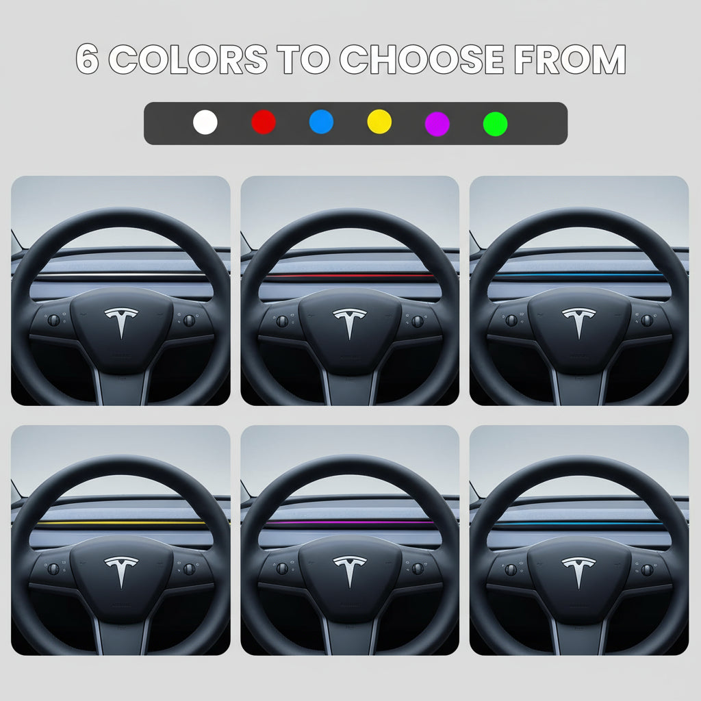 Ambient Light with Blind Spot Warning - Model 3/Y (2020-2024) & 3 (2021-2023) Multi-Function Light Strip LED Safety Indication Monitor Center Console Accessories