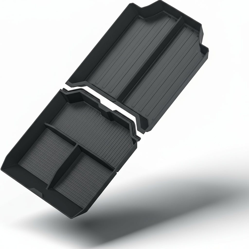 Center Console Lower Organizer for 2024 2025 2026 Tesla Cybertruck ABS Storage Insert Tray Accessories Anti-Slip Interior Black