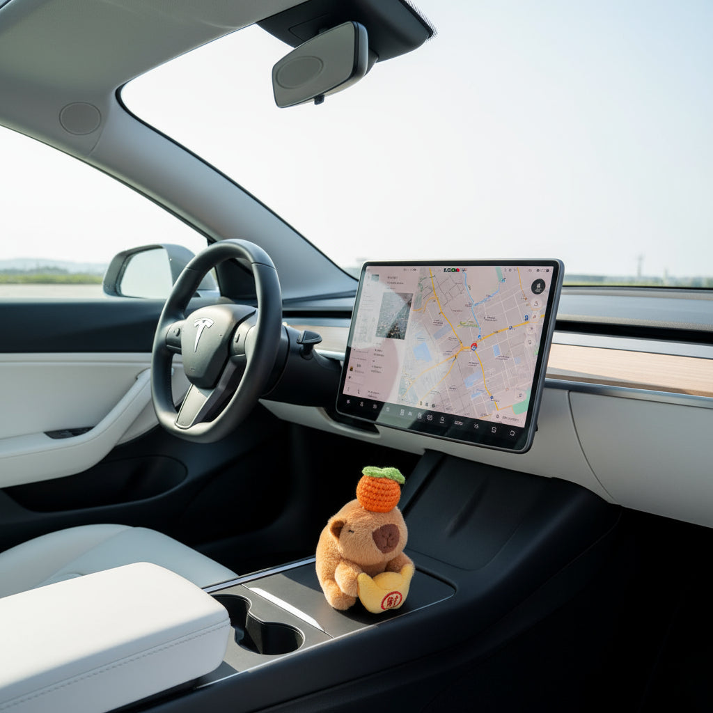 Car Interior Decoration Capybara Plush Doll - Car Charm Ornament for Dashboard, Wiper Shift Handle,Steering Wheel, Doors and More (Yellow CAI)