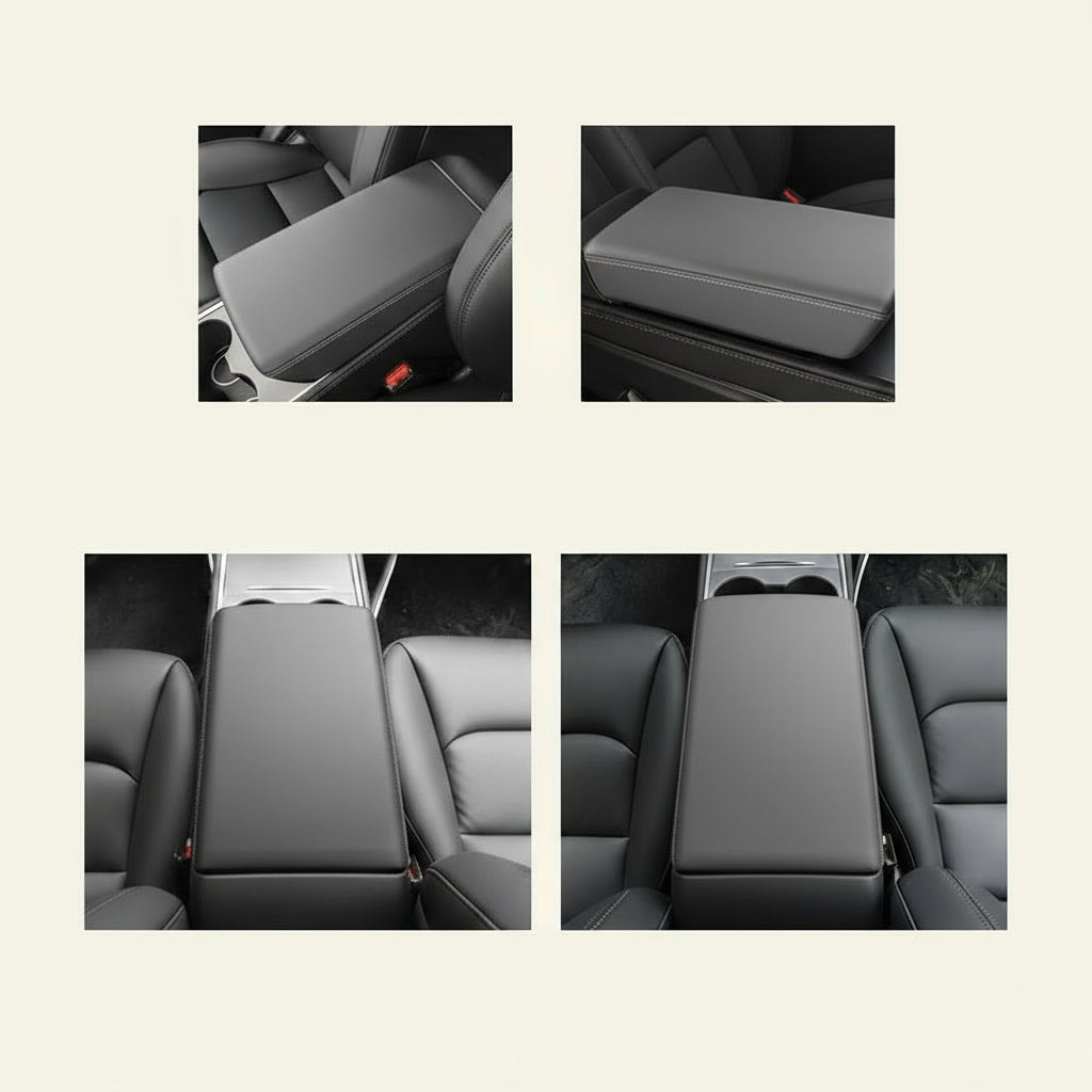 Car Armrest Cover for Tesla Model 3 Y PU Leather Center Console Protector Pad Automobile Waterproof Box Mat 2017-2022 2023 2024 Interior Decor Accessories