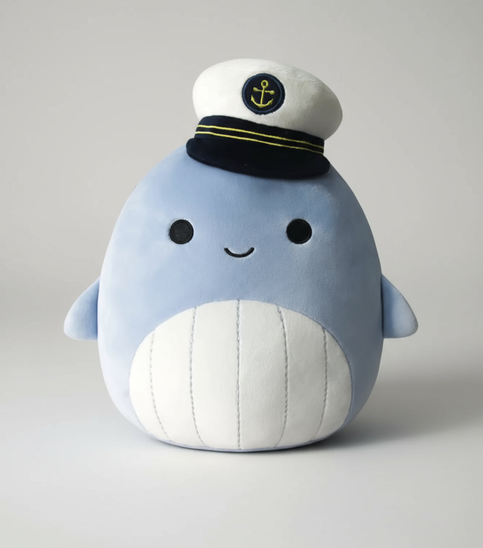 Samir Blue Whale with Sailor Hat 8-Inch Stuffed Plush
