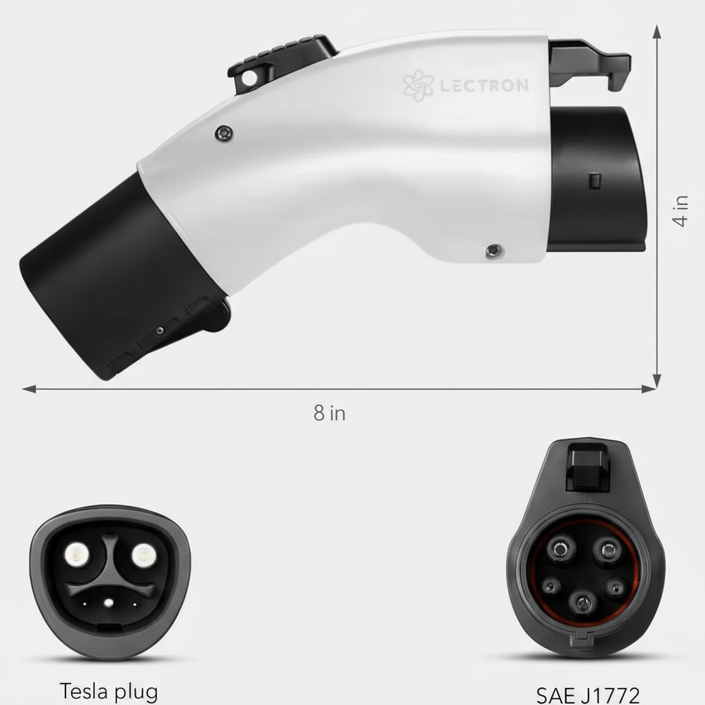 Tesla to J1772 Charging Adapter Maximum 48 Amp 250-Volt for Tesla High Powered Connectors in White