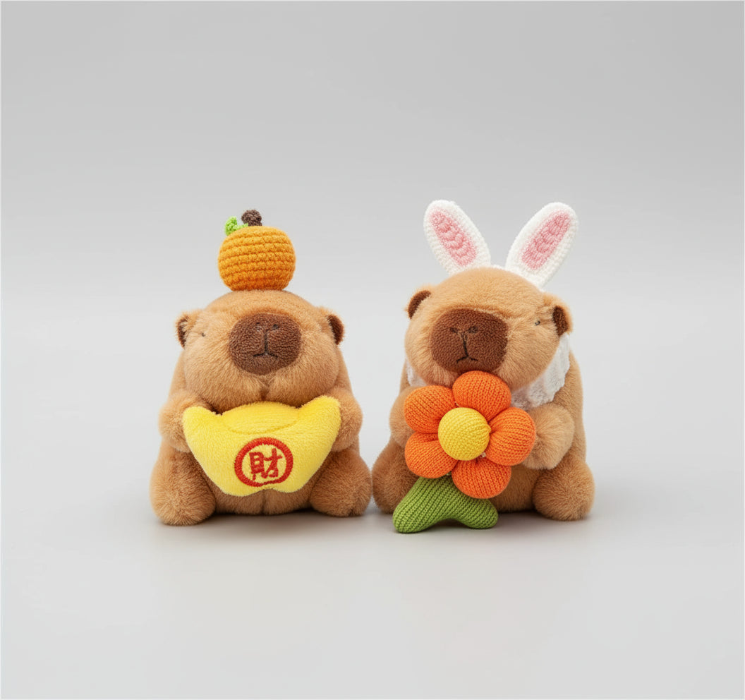 Car Interior Decoration Capybara Plush Doll - Car Charm Ornament for Dashboard, Wiper Shift Handle,Steering Wheel, Doors and More (Yellow CAI)