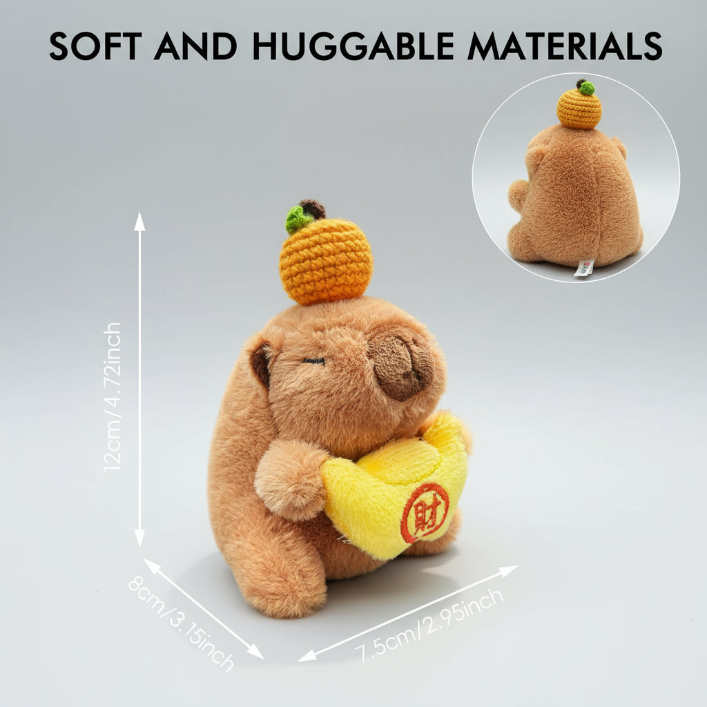 Car Interior Decoration Capybara Plush Doll - Car Charm Ornament for Dashboard, Wiper Shift Handle,Steering Wheel, Doors and More (Yellow CAI)