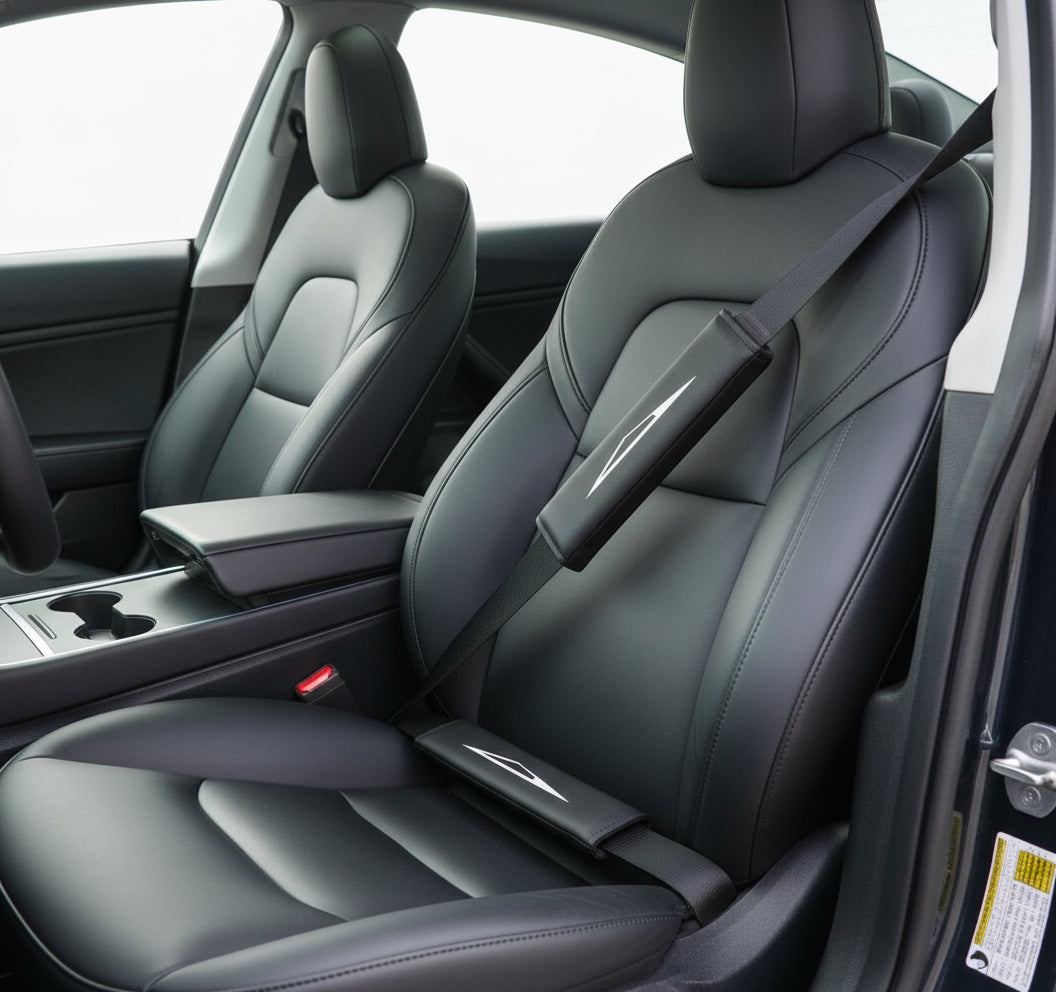 Seat Belt Pads Compatible with Tesla Cybertruck 2024 2025 Accessories 2 Packs Seat Belt Cushion Cover Adjuster Comfort Shoulder Neck Protector (V2)