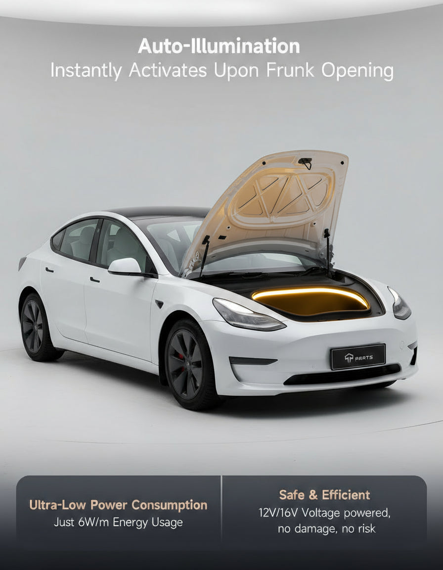 Frunk LED Strip for Tesla Model 3 Highland 2024 2025+ Flexible Silicone Waterproof Interior Lighting Bar, Easy Installation Model 3 Front Trunk Accessories Ambient Lights(Cool White Light)