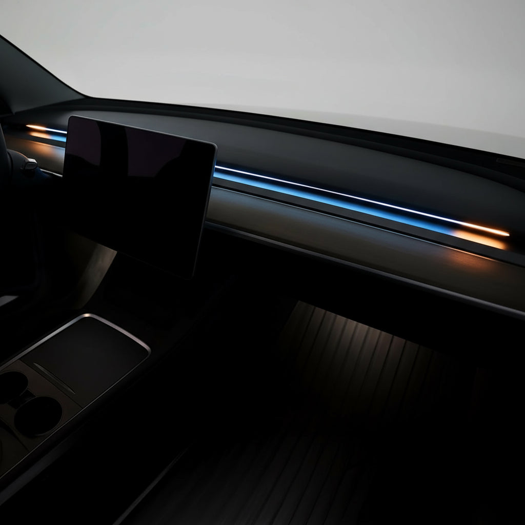 Ambient Light with Blind Spot Warning - Model 3/Y (2020-2024) & 3 (2021-2023) Multi-Function Light Strip LED Safety Indication Monitor Center Console Accessories