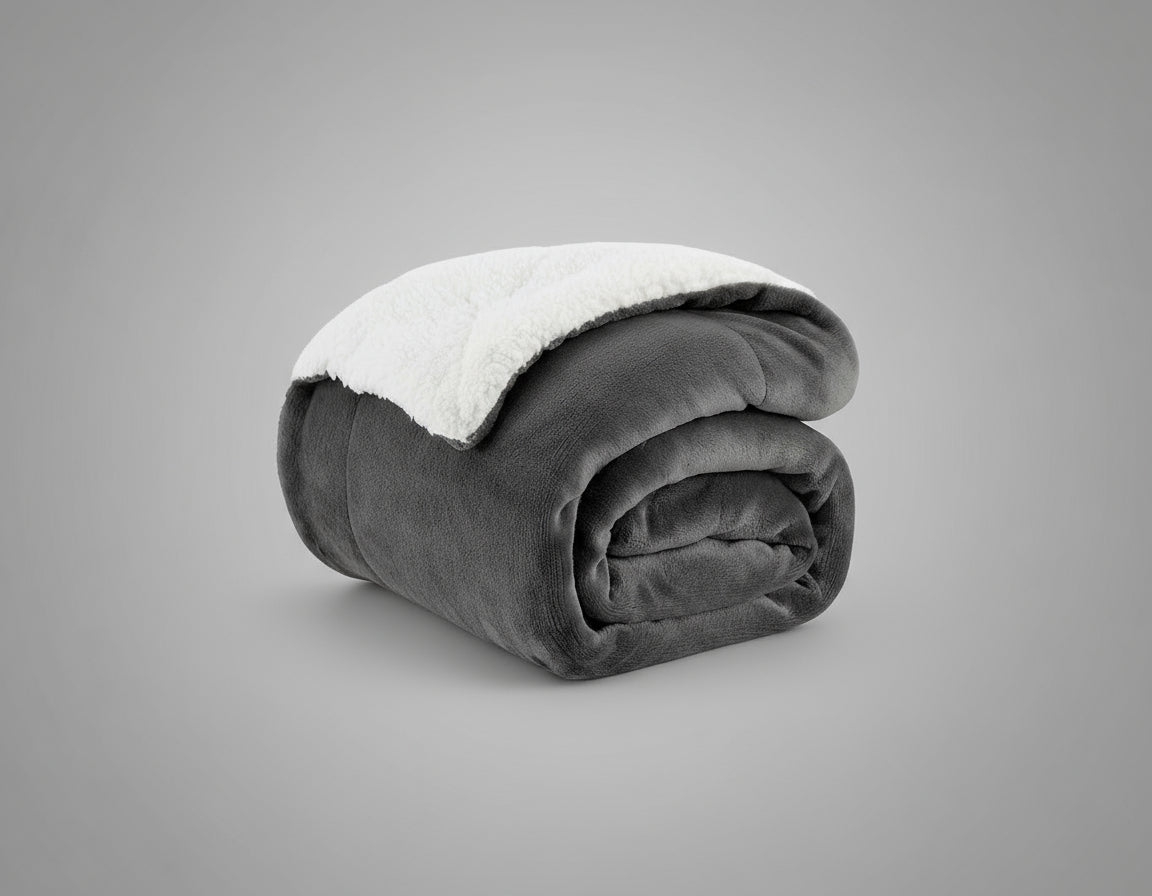 Gentlesoft Sherpa Fleece Throw Blanket for Couch - Thick and Warm, Soft Fuzzy Plush Throw Car Blanket for Winter, Charcoal, 50X60 Inches