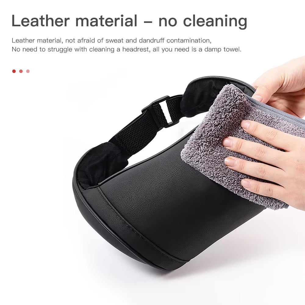 KJOY Seat Headrest Travel Rest Neck Pillow PU Leather Neck Pillow Memory Foam Pillows Car Accessories Used for Tesla Model3/Y/X