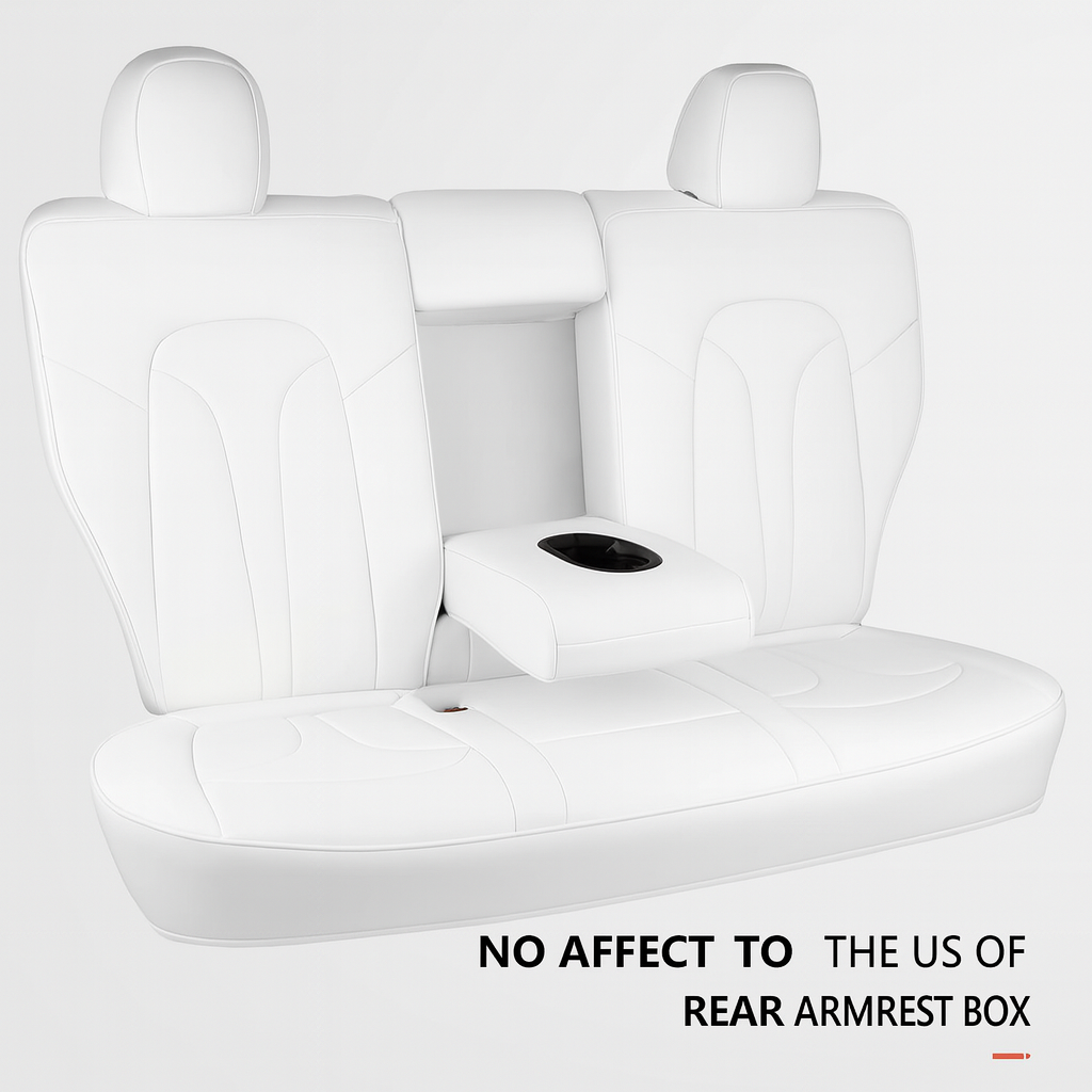 White Leather Seat Cover - Model Y