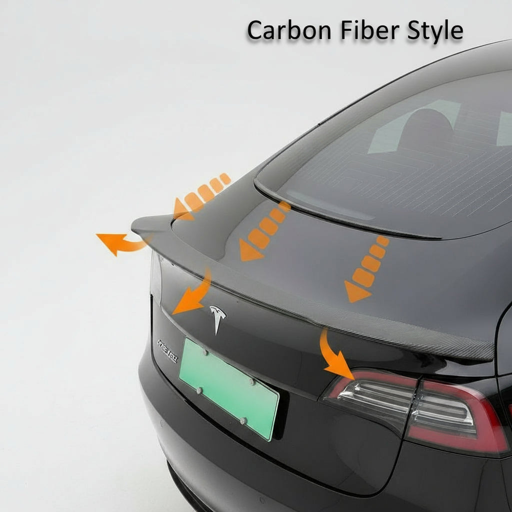 Spoiler Wing Compatible with 2017-2023 Tesla Model 3 Spoiler Wing Sports Cars Rear Spoiler Car Styling Kits Tesla Model 3 Accessories (Matte Carbon Fiber Pattern)