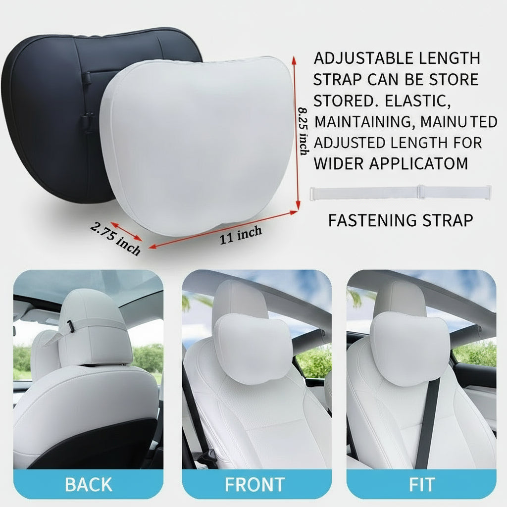 For Tesla Model 3 Y Flocking/Leather Car Seat Neck Pillow Soft Memory Neck Pillow High-Quality Headrest Lumbar Support